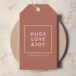 Hugs Kärlek och Joy | Terracotta Bränn Orange Mode Presentetikett