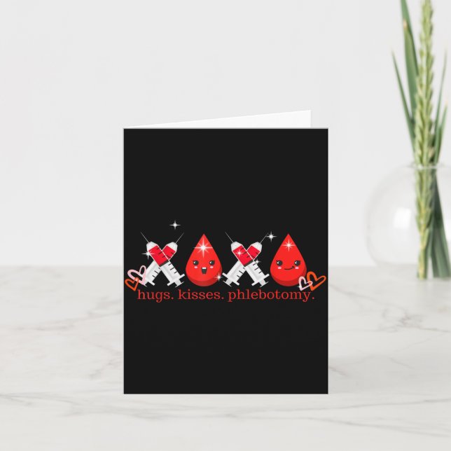 Hugs Kiss Phlebotomy Valentines Phlebotomist Lab T Kort (Framsida)