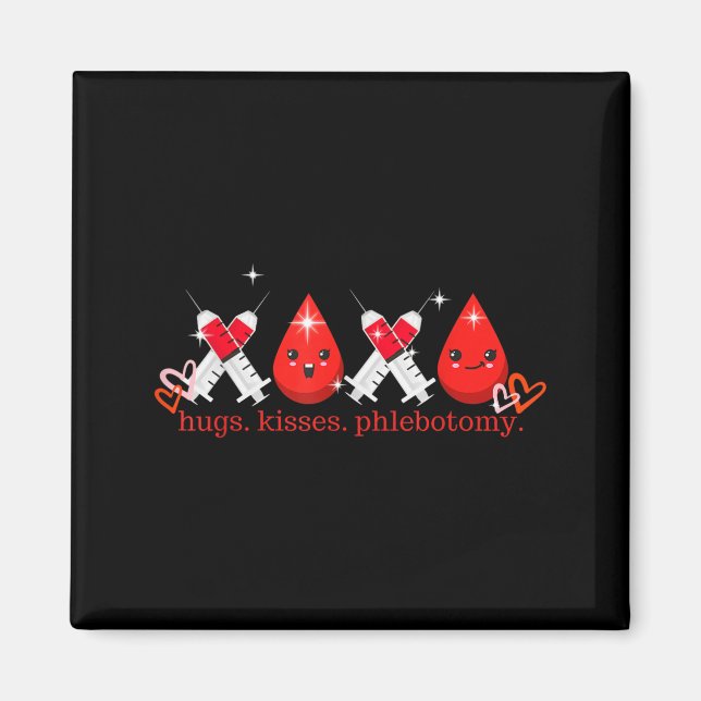 Hugs Kiss Phlebotomy Valentines Phlebotomist Lab T Magnet (Framsidan)