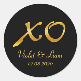 Hugs & Kisses Bröllop Sticker Runt Klistermärke