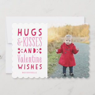 Hugs & Kisses Fotokort på Alla hjärtans dag Julkort
