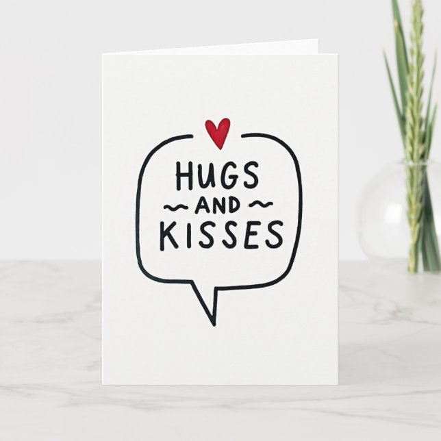 Hugs Kisses Heart Pattern Card Kort (Framsida)