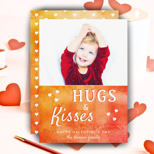 Hugs & Kisses Heart Valentine's Day PhoCard Julkort