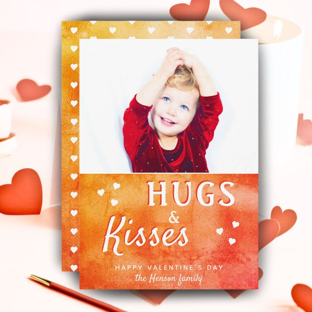 Hugs & Kisses Heart Valentine's Day PhoCard Julkort (Skapare uppladdad)