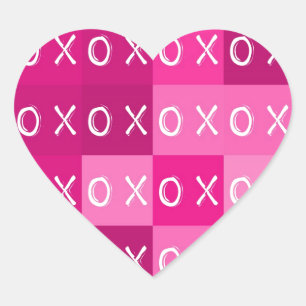 ╳ ◯ ╳ Hugs & Kisses! Hjärtformade fästdon Hjärtformat Klistermärke
