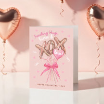 Hugs Kisses & Kärlek Foil Balloons Valentine Card