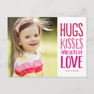 Hugs Kisses Kärlek Valentine Day Postcard Vykort