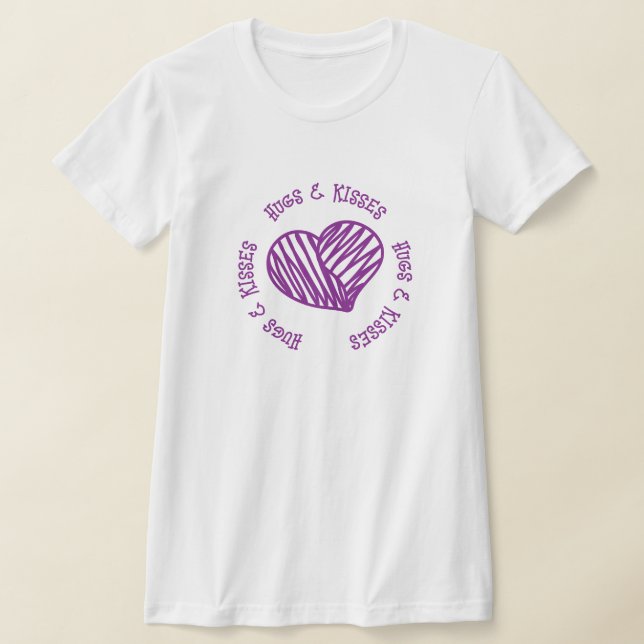 HUGS & KISSES LILA- Valentine Heart Gift T Shirt (Laydown)
