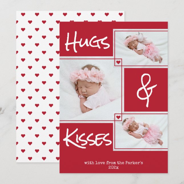 Hugs & Kisses Multi Phoine Valentine Hälsning (Fram/baksida)