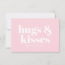 Hugs & kisses rosa, modernt typografiskt kort