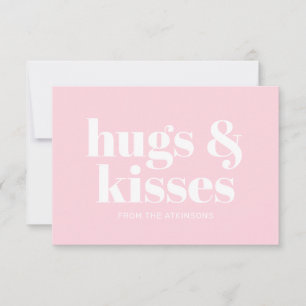 Hugs & kisses rosa, modernt typografiskt kort