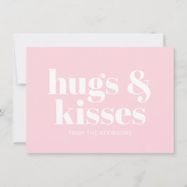 Hugs & kisses rosa, vit modern, fetstil