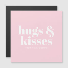 Hugs & kisses rosa, vit modern, fetstil