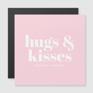 Hugs & kisses rosa, vit modern, fetstil