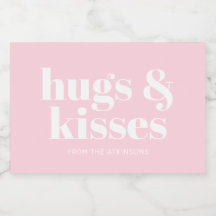 Hugs & kisses rosa, vit modern, fetstil