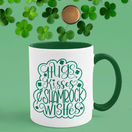 Hugs, Kisses & Shamrock Önskemål St. Patrick's Day Mugg