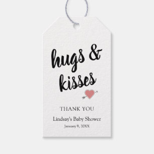 Hugs & Kisses, tack för Märkrna Baby Shower Gift Presentetikett