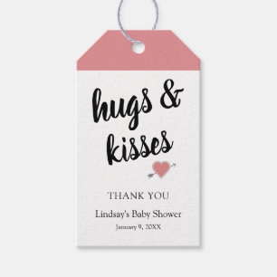 Hugs & Kisses, tack för Märkrna Baby Shower Gift Presentetikett