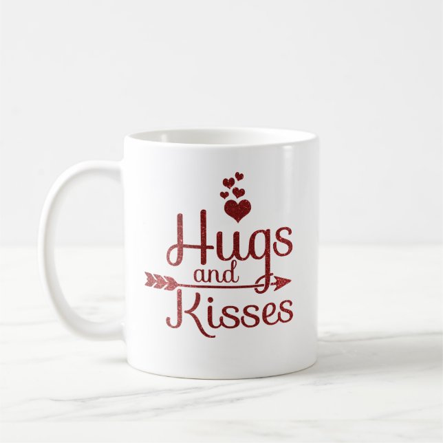 Hugs & Kisses Valentindagen Kaffemugg (Vänster)