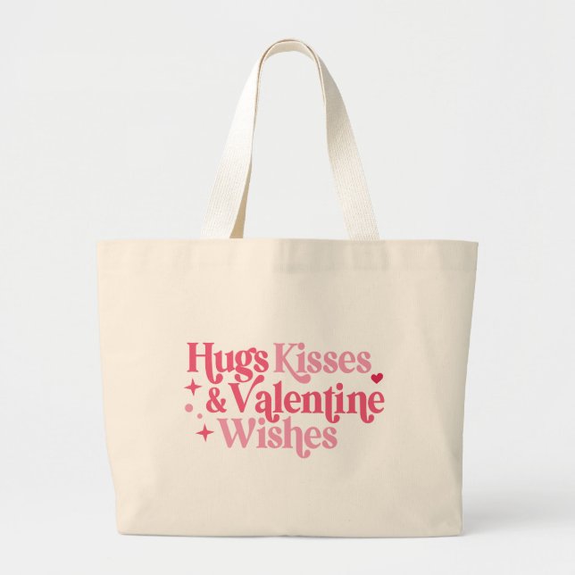 Hugs Kisses Valentine Önskemål Tote Bag Jumbo Tygkasse (Framsidan)