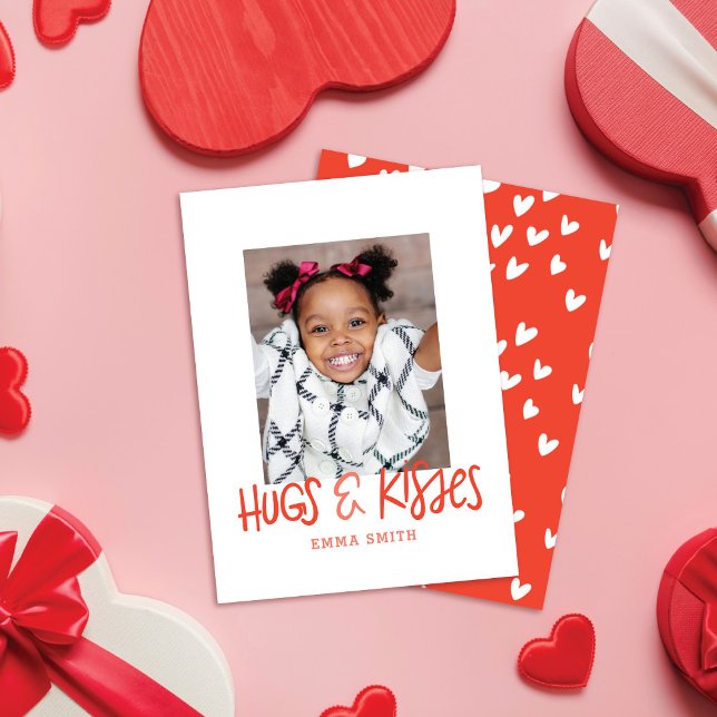 Hugs & Kisses Valentines Classroom-fotokort Anteckningskort (Skapare uppladdad)