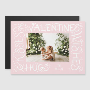 "Hugs & Kisses & Valentines Önskemål" Handskrift Magnetisk Inbjudningskort