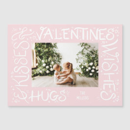 "Hugs & Kisses & Valentines Önskemål" Handskrift Magnetisk Inbjudningskort