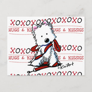 Hugs & Kisses Westie-vykort Vykort