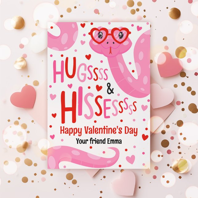 Hugs och Hisses Snake Valentine Classroom Card Inbjudningar (Skapare uppladdad)