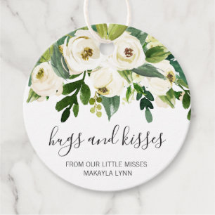 Hugs och Kisses Elegant Blommigt Girl Baby Shower Gåvor Etiketter