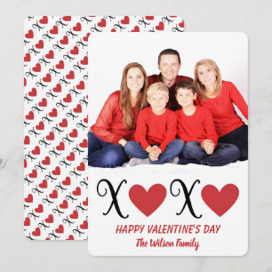 Hugs och Kisses Family Porträtt Valentine Day Julkort