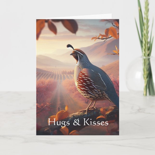 Hugs och Kisses från en som missa dig Quail Kort (Framsida)