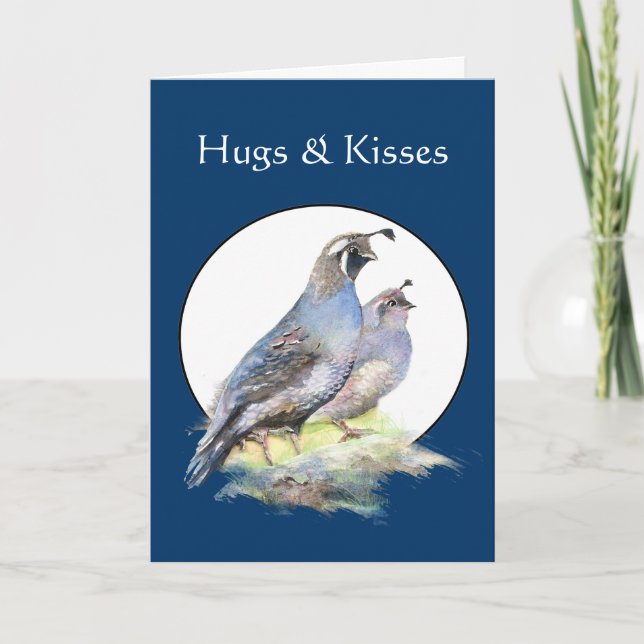 Hugs och Kisses från en som missa dig Quail Kort (Framsida)
