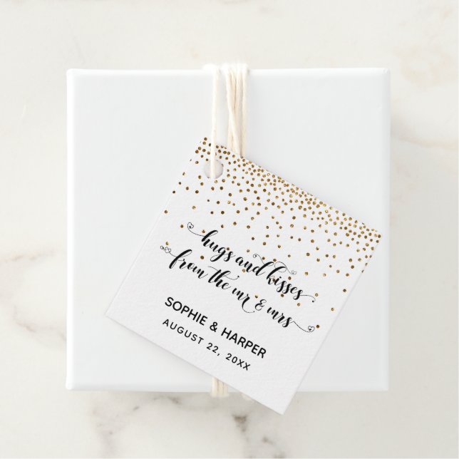 Hugs och Kisses från Hearts Confetti Gåvor Etiketter (På plats)
