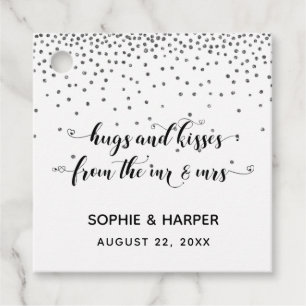 Hugs och Kisses från Hearts på Silver Gåvor Etiketter