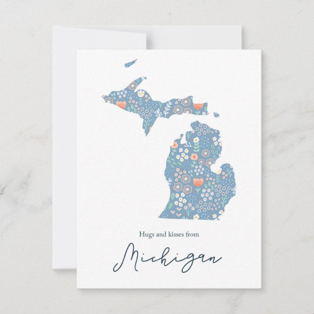 Hugs och Kisses från Michigan Julkort (Framsida)