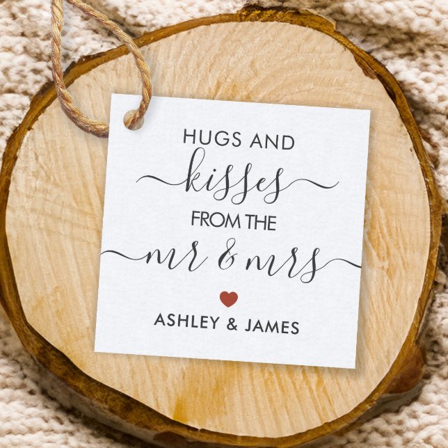 Hugs och Kisses från Mr. och Mrs Märkre Terracotta Gåvor Etiketter (Skapare uppladdad)