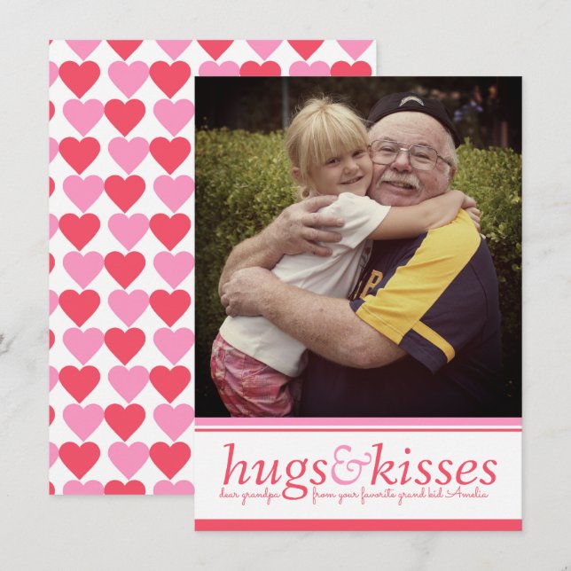 Hugs och Kisses Grandpa Photo Alla hjärtans dag Ca Inbjudningar (Fram/baksida)