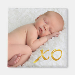 Hugs och Kisses i Guld Baby Photo Magnet