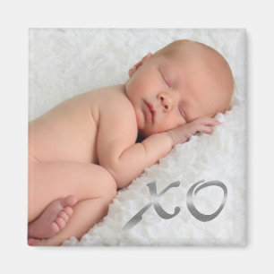 Hugs och Kisses i Silver Baby Photo Magnet