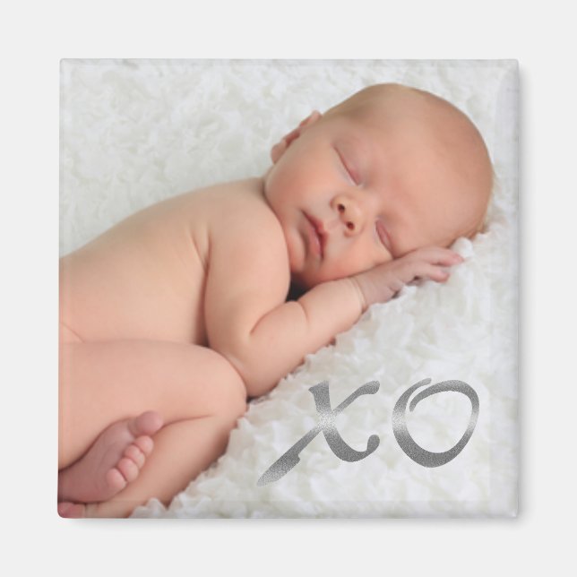Hugs och Kisses i Silver Baby Photo Magnet (Framsidan)