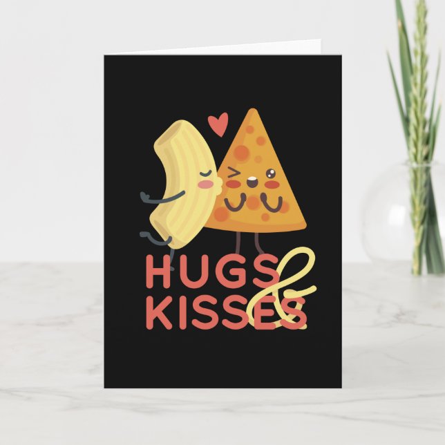 Hugs och Kisses Kärlek Pizza Banana Kort (Framsida)