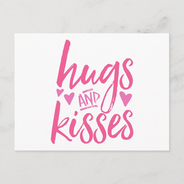 Hugs och Kisses med hearts Vykort (Framsida)