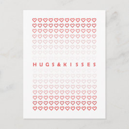 Hugs och Kisses Rosa Hearts Valentine Day Vykort