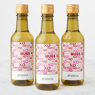 Hugs och Kisses Rosa Red Galentine XOXO Girlkompis Vinetikett