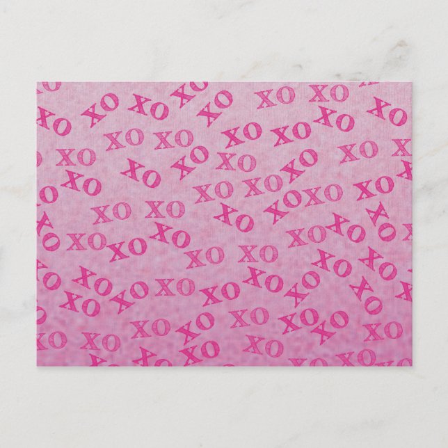 Hugs och Kisses Rosa XO XO Vykort (Framsida)
