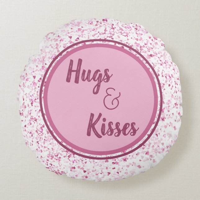 Hugs och Kisses Round Pillow Rund Kudde (Framsidan)