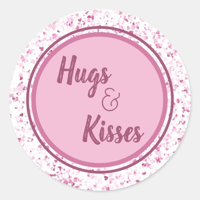 Hugs och Kisses Runt Klistermärke (Framsida)