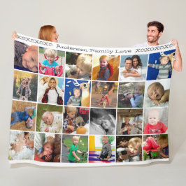 Hugs och Kisses Rustic Family Photo Collage Fleecefilt