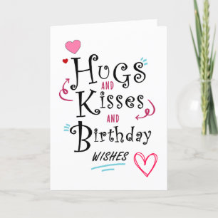 Hugs och Kisses samt födelsedagskort Önskemål Tack Kort